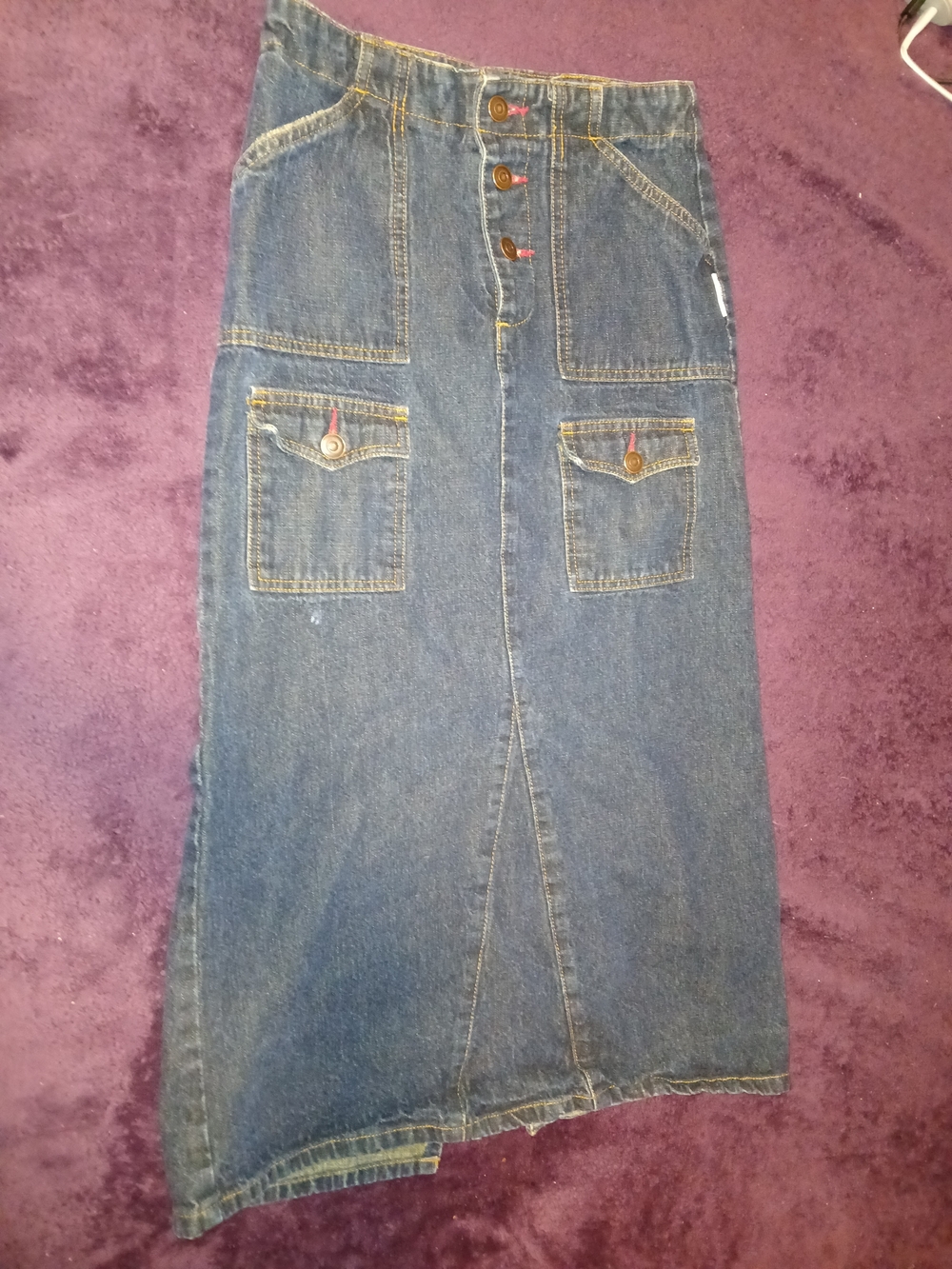 Mary Kate And Ashley Vintage Denim Button-Front Midi Skirt